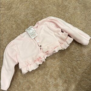 Jacadi Pink Ruffled Baby Cardigan